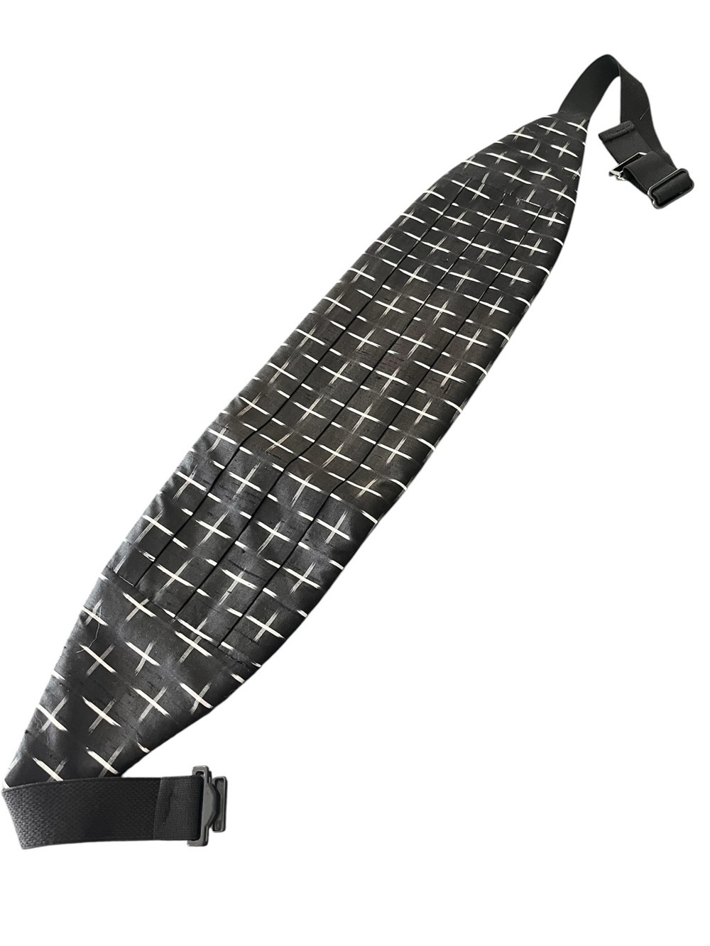 Lord West Black White Ikat Silk Cummerbund One Size